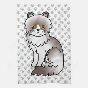 Linge De Cuisine Chat de dessin animé mignon persan bicolore lilas