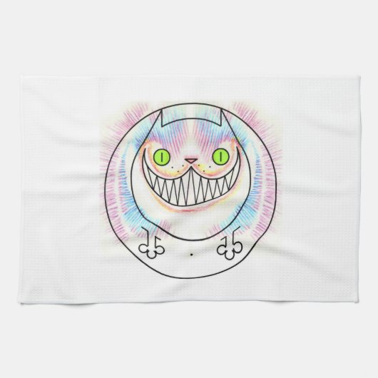 Linge De Cuisine Chat de graisse avec cheshire Cat Grin (Horizontal)