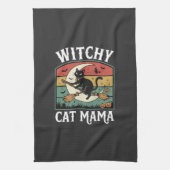 Linge De Cuisine Chat de Halloween Sorcière Maman (Vertical)