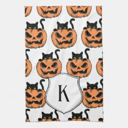 Linge De Cuisine Chat de Halloween Vintage Motif Époqué Personnalis