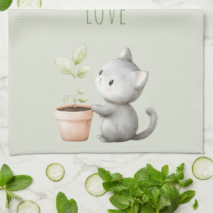 Linge De Cuisine Chat de jardin avec amour pour les plantes