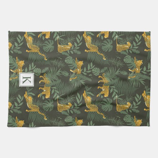 Linge De Cuisine Chat de la jungle de léopard tropical (Horizontal)