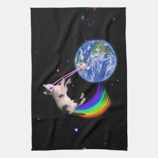 Linge De Cuisine Chat de l'espace d'arc-en-ciel de laser (Vertical)