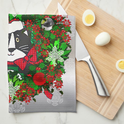 Linge De Cuisine Chat de Noël (Quart Plié)