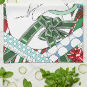 Linge De Cuisine Chat de Noël blanc (Plié)