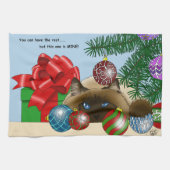 Linge De Cuisine Chat de Noël Boule (Horizontal)