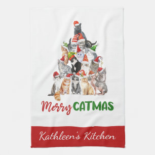 Linge De Cuisine Chat de Noël joyeux personnalisé Catmus drôle