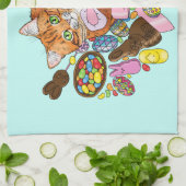 Linge De Cuisine Chat de Pâques Orange (Plié)