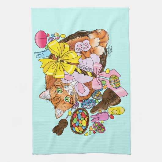 Linge De Cuisine Chat de Pâques Orange (Vertical)