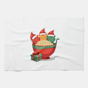 Linge De Cuisine Chat de Ramen de Noël Santa Anime Miaou Chaton Mia