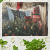 Linge De Cuisine Chat de Sibérie en Noël de Neige (Plié)