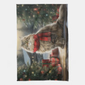 Linge De Cuisine Chat de Sibérie en Noël de Neige (Vertical)