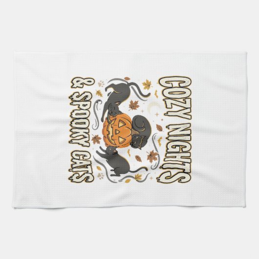 Linge De Cuisine Chat d'Halloween Magie d'Automne (Horizontal)