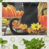 Linge De Cuisine Chat d'Halloween noir (Plié)