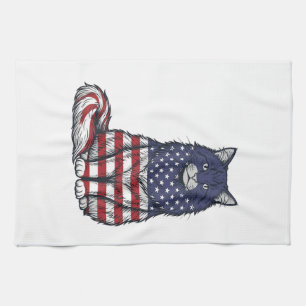 Linge De Cuisine Chat drapeau patriotique dessin de t-shirt gravure