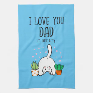 Linge De Cuisine Chat Drôle Je T'Aime Papa Un Trou Beaucoup