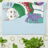 Linge De Cuisine Chat drôle moche de Noël (Plié)