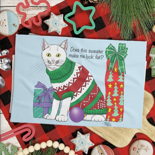 Linge De Cuisine Chat drôle moche de Noël