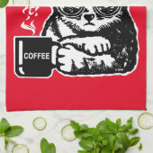 Linge De Cuisine Chat drôle motivé par le café (Plié)