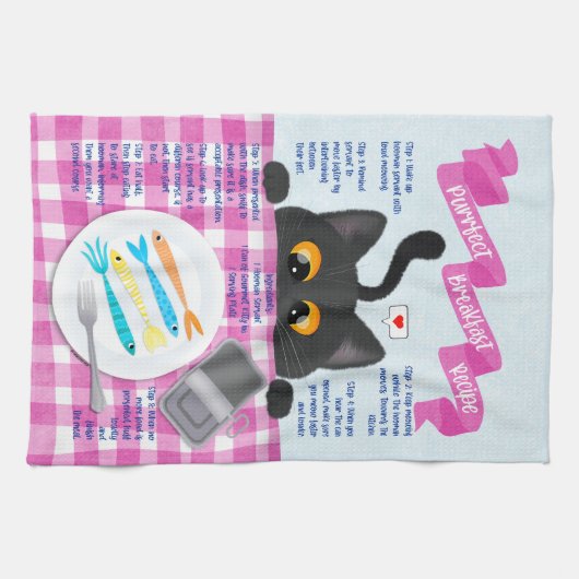 Linge De Cuisine Chat drôle noir (Horizontal)