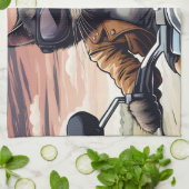 Linge De Cuisine Chat en moto (Plié)