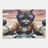 Linge De Cuisine Chat en moto (Horizontal)
