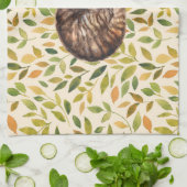 Linge De Cuisine Chat endormi, arrière - plan floral (Plié)
