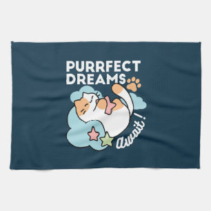 Linge De Cuisine Chat Endormi Enlaçant une Étoile – Rêves Parfaits