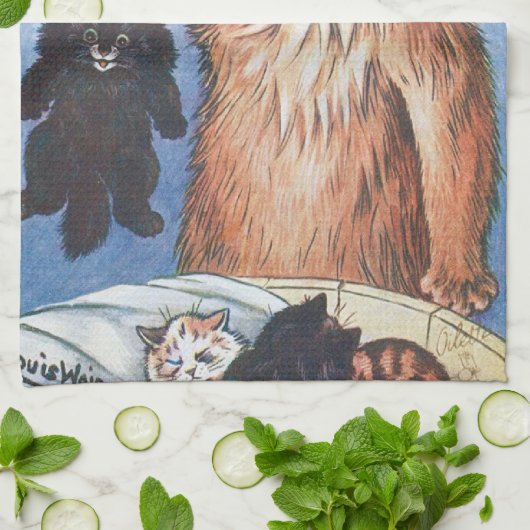 Linge De Cuisine Chat et chatons, Louis Wain (Plié)
