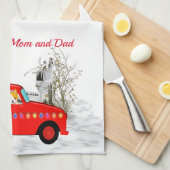 Linge De Cuisine Chat et chien ont attrapé l'arbre de Noël (Quart Plié)