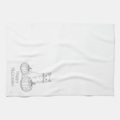 Linge De Cuisine Chat Et Ligne Citrouille Art Simple Minimal Hallow (Horizontal)