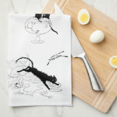 Linge De Cuisine Chat et poisson d'or, Alexandre Steinlen (Quart Plié)