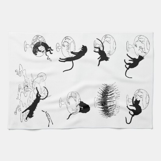 Linge De Cuisine Chat et poisson d'or, Alexandre Steinlen (Horizontal)