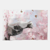 Linge De Cuisine Chat Fleur de Cerisier et Papillons (1) (Horizontal)