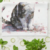 Linge De Cuisine Chat Fleur de Cerisier et Papillons (10) (Plié)