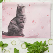 Linge De Cuisine Chat Fleur de Cerisier et Papillons (12) (Plié)