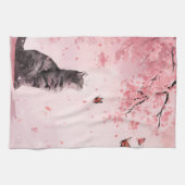 Linge De Cuisine Chat Fleur de Cerisier et Papillons (12) (Horizontal)