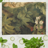 Linge De Cuisine Chat forestier en feuillage luxuriant (Plié)