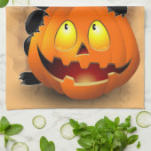 Linge De Cuisine Chat Fun Halloween Caractère mordant un Citrouille (Plié)