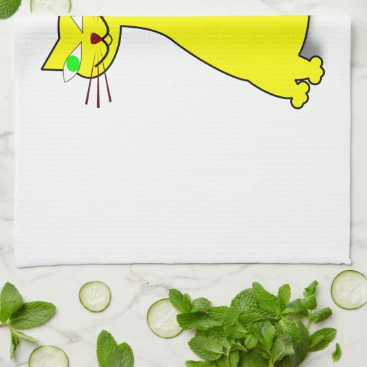 Linge De Cuisine Chat gras jaune (Plié)