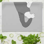 Linge De Cuisine Chat gris et blanc Tuxedo (Plié)