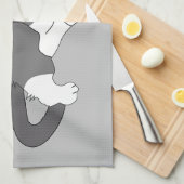 Linge De Cuisine Chat gris et blanc Tuxedo (Quart Plié)