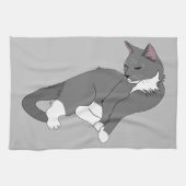 Linge De Cuisine Chat gris et blanc Tuxedo (Horizontal)