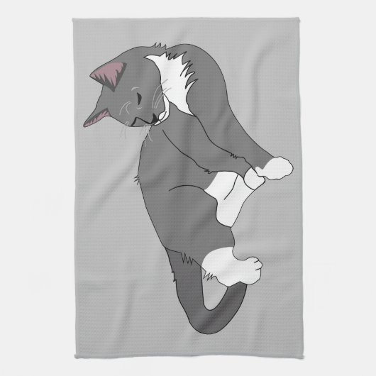 Linge De Cuisine Chat gris et blanc Tuxedo (Vertical)