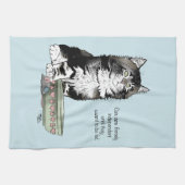 Linge De Cuisine Chat Gris Indépendant Tabby Bleu Mignon Drôle (Horizontal)