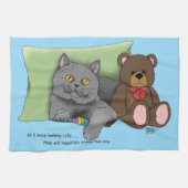 Linge De Cuisine Chat gris ours en peluche (Horizontal)