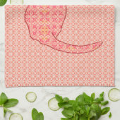 Linge De Cuisine Chat japonais - batik orange de corail (Plié)