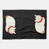 Linge De Cuisine Chat japonais blanc et gingembre (Horizontal)