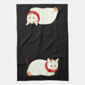 Linge De Cuisine Chat japonais blanc et gingembre (Vertical)