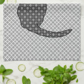 Linge De Cuisine Chat japonais - copie noire et blanche de kimono (Plié)